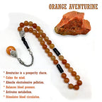 Simple Designed Natural Stone Worry Beads - Prayer Beads Tesbih-Tasbih-Tasbeeh-Misbaha-Subha-Sebha-Sibha-Rosary (Orange Aventurine Natural Stone -8 mm 33- Beads/Drop Tassel) - color: Orange Aventurine Natural Stone -8 mm 33- Beads / Drop Tassel