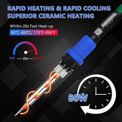 Soldering Iron Kit, 90W LED Digital Solder Iron Kit with Ceramic Heater, 110V Welding Tools with Smart Temperature Control, Auto Sleep, Temp Calibration, C/F, Accurate 176℉-896℉ - color: 90w- 9-in-1