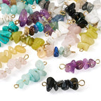24Pcs Nuggets Gemstone Chip Connector Charms Irregular Energy Healing Crystal Beaded Pendants with Double Loops Stone Dangle Link Charms for DIY Earring Necklace Bracelet Jewelry Making - color: Mixed Color-A