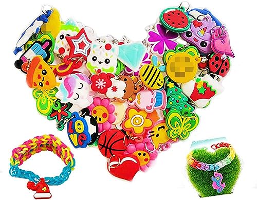 NYKKOLA Rubber Loom Band Charm, Silicone Bracelet Charms,Loom Rubber Bands Charms,Bracelet Pendant, 105pcs