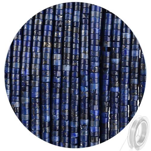 300pcs Natural Lapis Lazuli Heishi Spacer Beads 2x4mm Genuine Real Disc Stone Beading DIY Charm Smooth Loose Gemstone Beads for Jewelry Making Bracelets Necklaces Earrings Crafts - color: Blue Lapis Lazuli