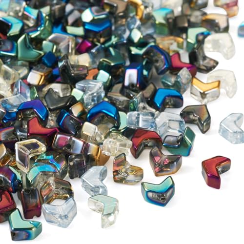 184Pcs Electroplate Glass Arrow Beads Colorful Arrow Shape Glass Beads Loose Spacer Beads 5mm for DIY Bracelet Earring Jewelry Making Crafts - color: Arrow Shape