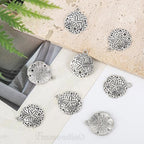 Framendino, Round Flat Seashell Charms Antique Metal Starfish Linking Charm Tibetan Sand Dollar Pendant for Jewelry Making - color: 100 Pack, size: Large