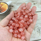 100pcs Crackle Glass Beads 10mm Round Crystal Glass Spacer Crafts Beads for Jewelry Making Necklace Bracelet Earrings DIY Crafts(Peach) - color: Peach, size: 10mm