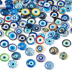 100Pcs/Set Flat Round Transparent Glass Cabochons with Pattern Eye Flatback Glass Dome Flatback Cab Beads for Photo Cameo Jewelry Making Necklace Ring DIY Crafts 12x4mm Mixed Eye - color: 100Pcs-12x4mm-Mixed Eye