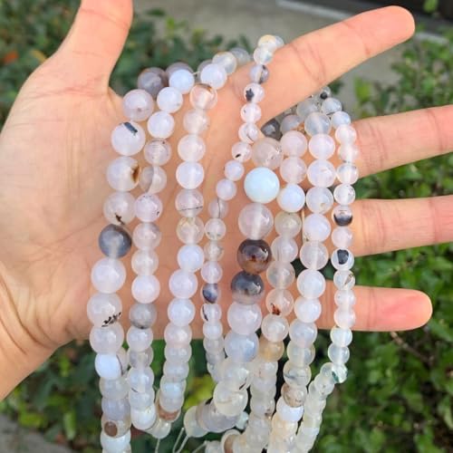90pcs Adabele AAA Natural Black Flower Agate Healing Gemstone 4mm (0.16 inch) Small Round Loose Beads Gem Stone Spacer for Craft Jewelry Making GC16-4 - color: Black Flower Agate, size: 4mm (90pcs/1 Strand)