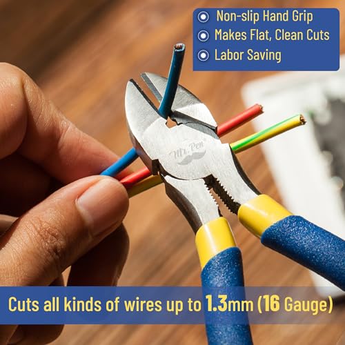 Mr. Pen - 6 Inch Diagonal & Flush Cutting Pliers with Side, Wire & Floral Cutters - color: Blue, size: 6 inch, 1 Pack