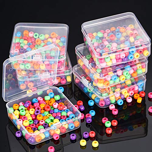 SATINIOR 12 Pack Bead Organizer Box Small Clear Plastic Beads Storage Containers Box with Hinged Lid for Bracelet Making DIY Jewelry Craft Nail (3.3 x 3.3 x 1.2 Inch) - size: 3.3 X 3.3 X 1.2 Inch
