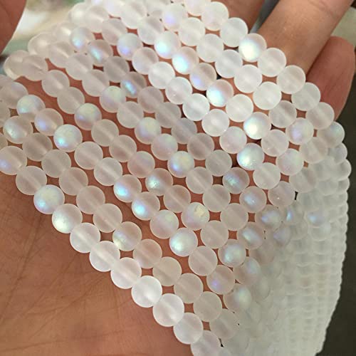 200 Pcs Matte Crystal Glass Beads Mermaid Aurora Beads with Hole Jewelry Making Crafts DIY 6mm - size: 6mm