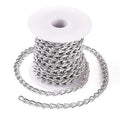 Craftdady 16.4 ft Aluminum Chain 8x5mm Twisted Silver Chain Unwelded Curb Chain Link Necklace Chain for DIY Crafts Bracelet Jewelry Making Pants Chain - color: Silver, 8x5mm