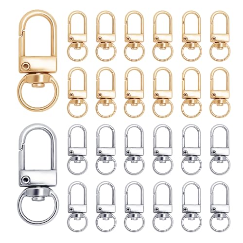 30PCS Gold and Silver Metal Lobster Claw Clasps, Swivel Lanyard Snap Hooks for Jewelry Making, Keychain, Bags, DIY Crafts and More - color: Silver+Gold