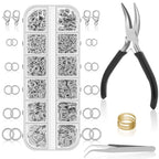 Anezus 1200PCS Jump Rings for Jewelry Making Kit, Jump Rings and Necklace Clasps with Jump Ring Pliers Tools for Jewelry Making Supplies and Necklace Repair (Silver) - color: Silver