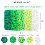 4000pcs Green Clay Beads Bracelet Making Kit, 6mm Flat Round Polymer Spacer Heishi Beads for Jewelry Making 4000 (Green) - color: Green