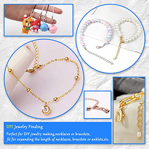 600Pcs Chain Extender Set for Jewelry Making,Necklace Bracelet Chain Extender Chains Extension Tails with Lobster Claw Clasps and Open Jump Ring for Necklaces Bracelet,Anklets,Jewelry Making Supplies - color: 600pcs Gold,Silver,Rose gold,Gun black