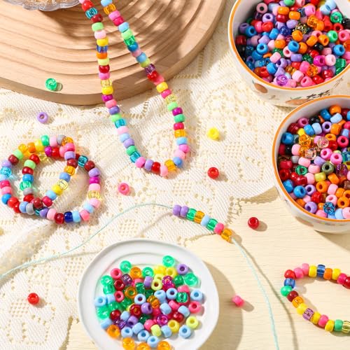 Jexine 10500 Pcs Pony Beads Bulk Plastic Beads for Bracelet Making Hair Braids DIY Necklace Jewelry Making Projects (Multi Shapes,Mixed Color) - color: Mixed Color, style: Multi Shapes