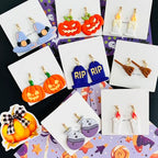 Xaekicr Halloween Polymer Clay Cutters Set – 8pcs Halloween Clay Cutters for Polymer Clay Jewelry, Clay Earring Cutters and Molds – Pumpkin, Tombstone, Witch Hat Clay Tools for DIY Crafts - color: C color