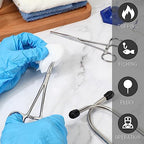 BBTO Hemostat Curved and Straight Hemostat Forceps Piercing Pliers Forceps, Stainless Steel Straight and Curved Pliers, Fishing Tweezer(Silver,2 Pcs) - color: Silver