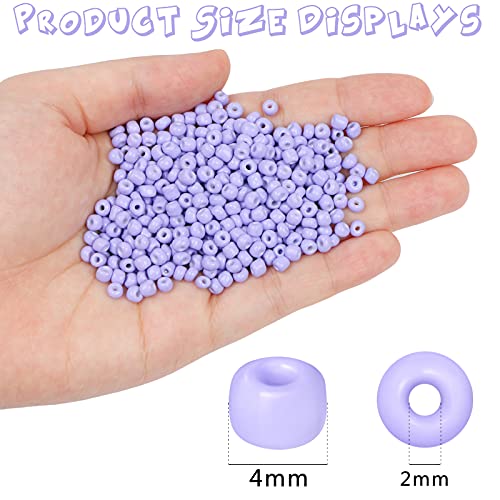 2200pcs Glass Seed Beads Bulk, 4mm 6/0 Pony Beads Bulk for Jewelry Making Mini Spacer Beads Loose Beads Craft Small Glass Seed Beads for DIY Bracelet Wrist (Lavender) - color: Lavender