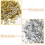 1000Pcs Flat Round Rondelle Spacer Beads for DIY Crafts,Gold Silver Disc Spacer Loose Beads for DIY Jewelry Making,Bracelet Necklace Earring Crafts - color: 1000pcs;Gold,Silver;Round