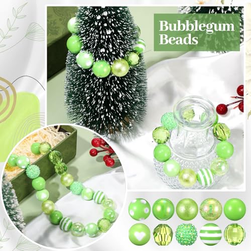 Ferreve 20 Pcs Chunky Bubblegum Beads 20mm Focal Pen Large Rhinestone Pearl Beads for DIY Beadable Pen School Jewelry Making Keychain Craft Making(Fruit Green) - color: Fruit Green