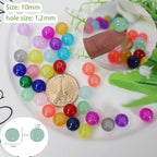626PCS 10mm Glass Beads Jewelry Making Beads Imitative Jade Beads Bracelet Round Space Loose Beads for Earring, Necklaces-Adult Craft Supplies - size: 10mm Mixed Set