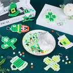SUNNYCLUE DIY 8 Sets Pony Beads Kit - 8mm St Patrick's Day Green Plastic Beads - Keychain Making Kit - color: 8mm Pony Beads Kit St Patrick Day Themed