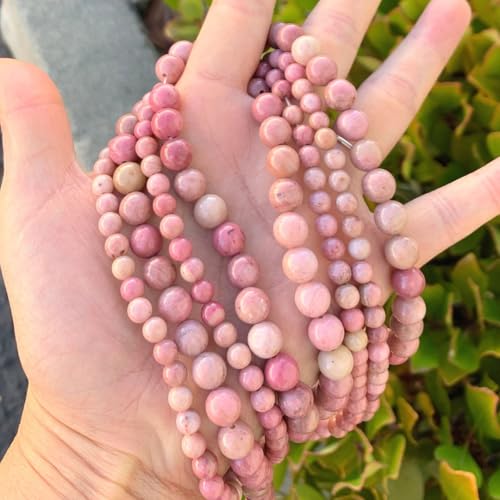 90pcs Adabele Natural Pink Rhodonite Healing Gemstone 4mm (0.16 inch) Small Round Beads Gem Stone Spacer for Craft Jewelry Making GF9-4 - color: Pink Rhodonite, size: 4mm (90pcs/1 Strand)