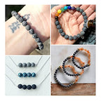 Craftdady 8mm Unwaxed Natural Lava Stone Beads 460Pcs Round Volcanic Rock Gemstone Loose Beads Energy Healing Chakra Beads for Jewelry Craft Essential Oil Bracelet - color: Dark Gray, size: 8mm