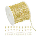 Crisjanggo 32.8 Feet Gold Paperclip Chains for Jewelry Making 14K Gold Plated Brass Jewelry Making Chains Roll Bulk for Bracelet Women DIY Craft Chain - color: 1:1 Paperclip Gold