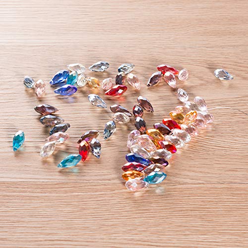 Lot 90pcs Glass Teardrop Beads - LONGWIN 8x18 Crystal Oval Shaped Beads Jewelry Making Supply for DIY Projects, Bracelets, Necklaces, Earrings - color: 8x18mm oval beads