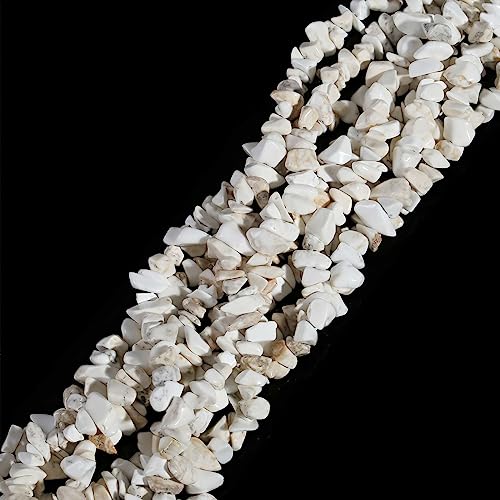LAIDANLA White Howlite 400pcs Natural Chip Stone Beads 5-8mm Healing Crystal Irregular Gemstones Drilled DIY Loose Rocks Bead Crystal for Bracelet Earrings Necklace Jewelry Making Crafting - color: ZC-White Howlite
