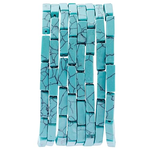 Natural Blue Turquoise Rectangle Tube Beads 4x13mm 38cm/str Loose Semi Gemstone Stone Beads for Making Bracelets Necklace Earrings - color: Blue Turquoise, size: 4x13mm Rectangle