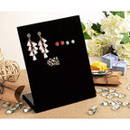 Jewelry Organizer Stand - Black Velvet L-Shape, 9.9 x 7.9 x 4 in - 60 Pre-Punched Holes Earring Display & Jewelry Storage Organizer - Tabletop Rack for Stud & Dangle Earrings