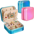 Nosiny 2 Pack Mother's Day Travel Jewelry Box with Mirror Small Laser Jewelry Case Organizer for Women Gift Rings Earrings(Rose Red and Dark Blue) - color: Rose Red and Dark Blue