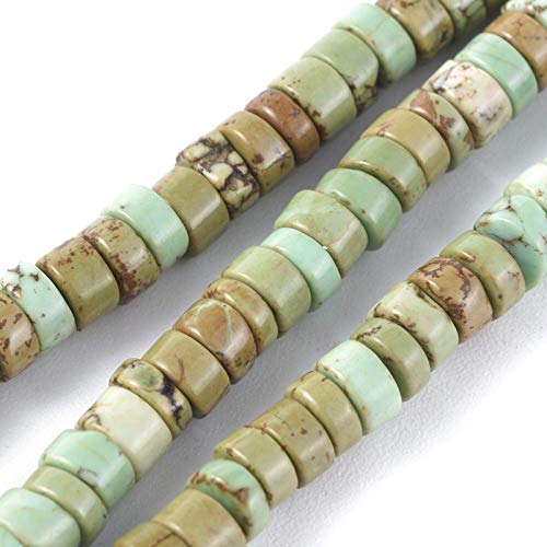 Craftdady 85Pcs 4mm Natural Turquoise Heishi Coin Disc Stone Beads Flat Round Disk Gemstone Loose Beads for Jewelry Craft Necklace Bracelet Making Hole: 0.8mm - color: Dark Seagreen, 4mm