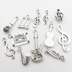 Youdiyla 100g Wholesale Bulk Craft Supplies Instrument Silver Music Notes Charms Pendants for Crafting, Jewelry Findings Making Accessory for DIY Necklace Bracelet Earrings HM099 - color: Style 7