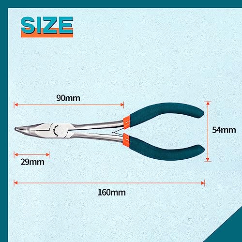 SPEEDWOX Bent Nose Pliers Long Reach 6 Inch 45 Degree Curved Mini Slim Chain Nose Smooth Tapered Jaws Precision Fine Pliers for Confined Areas High Leverage Reduce Efforts Jewelry Making Crafts - style: Bent Nose Pliers