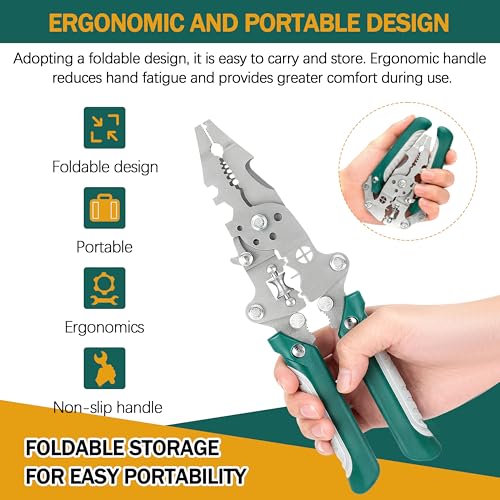 18 in 1 Foldable Wire Stripper,wire strippers foldable cable cutters, Cable Cutters with Plier