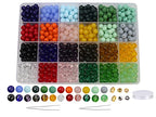 720PCS 8mm Glass Round Beads Bulk Crystal Beads Bracelet Beads Making Kit Healing Chakra Beads with 500pcs Space Loose Beads for Jewelry Making and DIY Crafts (8mm Solid&Clear) - size: 8mm Solid&Clear Set
