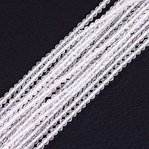 GEM-Inside Natural 2mm Clear White Quartz Gemstone Loose Beads Round Faceted AAA Grade Crystal Energy Stone Power for Jewelry Making 15" - color: Aaa Clear White Quartz, size: 2mm