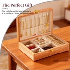 Travel Jewelry Case Small Wood Jewelry Organizer Jewelry Box for Women (Pine Wood Print C) - color: Pine Wood Print C