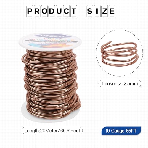 10 Gauge Aluminum Craft Wire, 2.5mm Jewelry Wire for Jewelry Making Supplies and DIY Metal Craft Art (Bronze, 65 Feet) - color: Bronze, size: 10Gauge 65FT