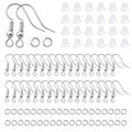 TOAOB 300pcs Earring Hooks Kits Silver French Ear Wires with Ball and Coil 18mm Fish Hook Earring Making Supplies with Jump Rings and Clear Silicone Ear Backs for DIY Jewelry Findings - color: Silver