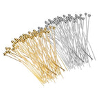 MECCANIXITY 200Pcs Plated Ball Head Pins Jewelry Making 24 Gauge 25mm Wire Head Pins Brass Ball Head Pins End Head Pins for DIY Craft Necklaces Bracelets Earrings, Silver and Gold - color: Silver and Gold, size: 25mm