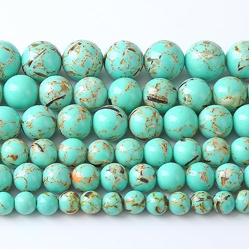 12MM 32PCS Peacock Blue Shell Turquoise Spacer Loose Beads for Jewelry Making DIY Bracelet Necklace - color: Peacock Blue Shell Turquoise, size: 12mm