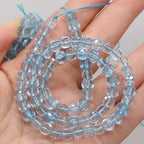 Natural Stone Beads Faceted Square Shape Blue Topaz Crystal Beads for Jewelry Making Necklace Craft Gift 5x5mm