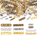 Pandahall 150Pcs 3-Holes Rectangle Spacer Bar Metal Beads 4 Styles Tibetan Multi Strand Separator Link End Bar Mixed Colors for Jewelry Making