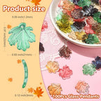 Ipotkitt 100 Pcs Random Glass Maple Leaf Charms Crystal Plant Charms Colorful Fall Tree Leaves for DIY Jewelry Bracelet Necklace Earrings Making - color: 100pcs-Maple Leaf Charms-Colorful