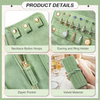 Tondiamo 1 Pcs Velvet Jewelry Roll Luxury Travel Jewelry Case for Ring Necklace Earring Bracelet Storage Bag Women Bridesmaid Gift (Sage Green) - color: Sage Green
