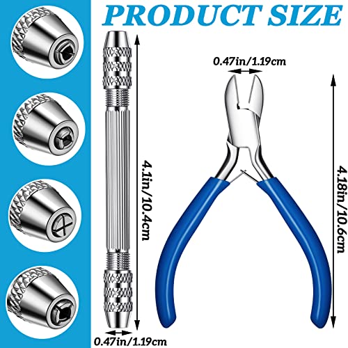 Zhehao 3 Pieces Jewelry Making Pliers Tool Set Diagonal Side Cutting Pliers Double-ended Pin Vise Wire Twisting Tools Antique Jewelry Accessories for DIY Craft Hand Making Winding Copper Wire
